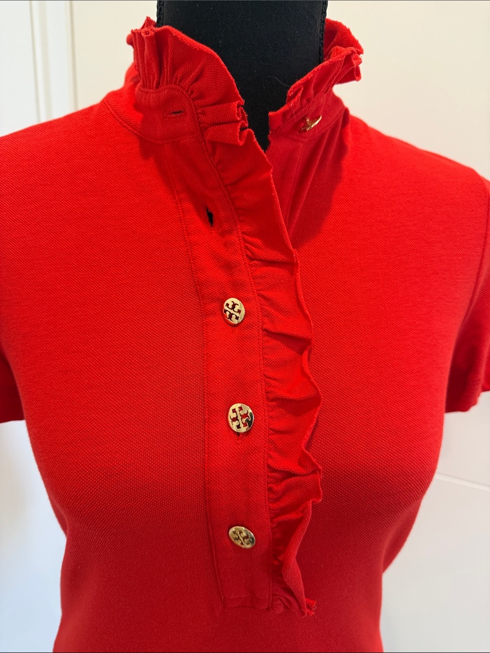 Red Ruffle-Trim Short Sleeve Top - Picture 5 of 7